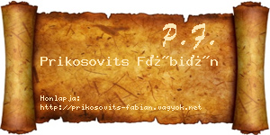 Prikosovits Fábián névjegykártya